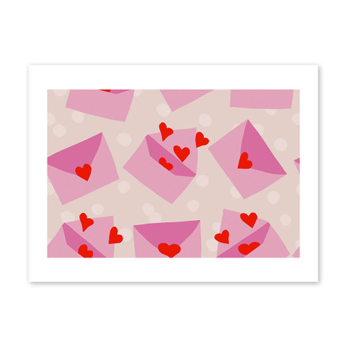 Love Letters With Hearts Pattern Art Print By Artists Collection