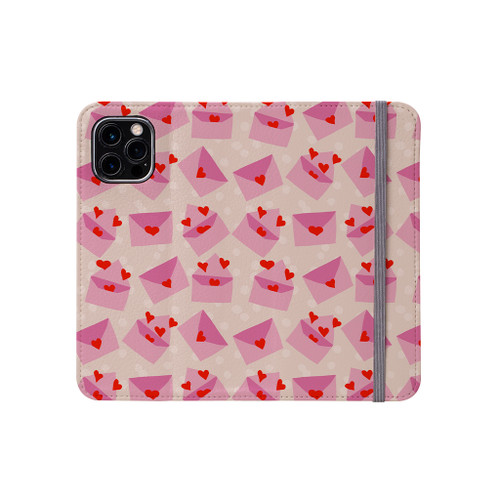 Love Letters With Hearts Pattern iPhone Folio Case By Artists Collection