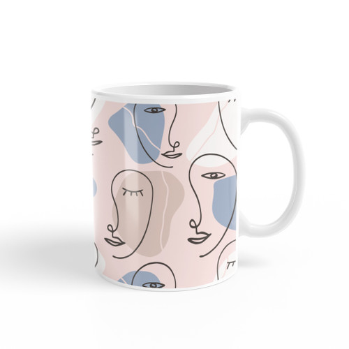 Line Faces Pattern Coffee Mug By Artists Collection
