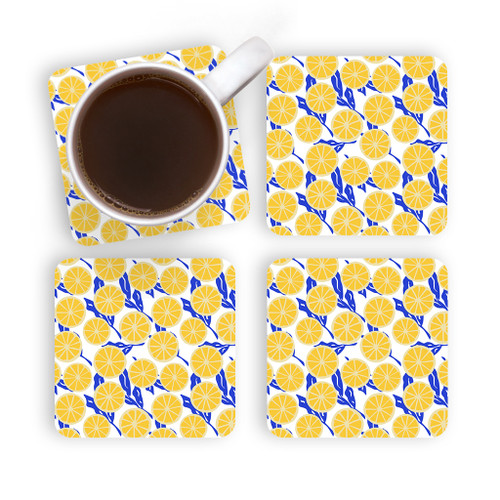 Lemon Slice Pattern Coaster Set By Artists Collection