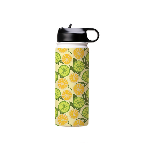 Lemon And Lime Slice Pattern Water Bottle By Artists Collection