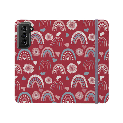 Hand Drawn Cute Rainbows Pattern Samsung Folio Case By Artists Collection