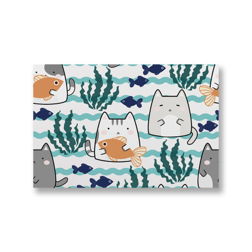 Kawaii Cute Cats Ocean Canvas Print By Artists Collection