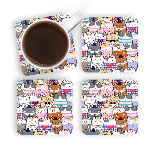 Kawaii Cute Cats Professions Coaster Set By Artists Collection