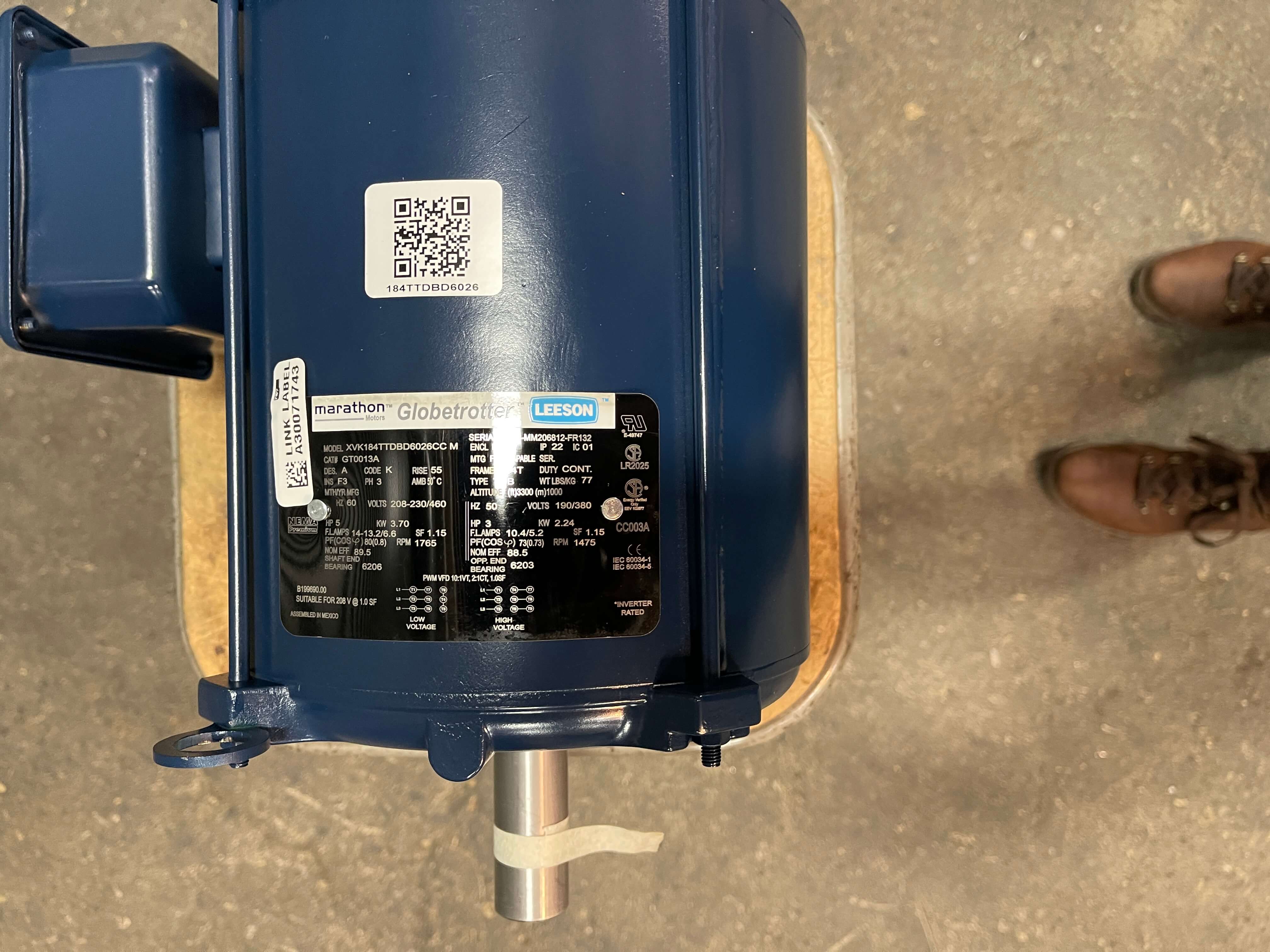 Marathon GT0013A 5 HP 1800 RPM 230/460 Volts General Purpose Motor