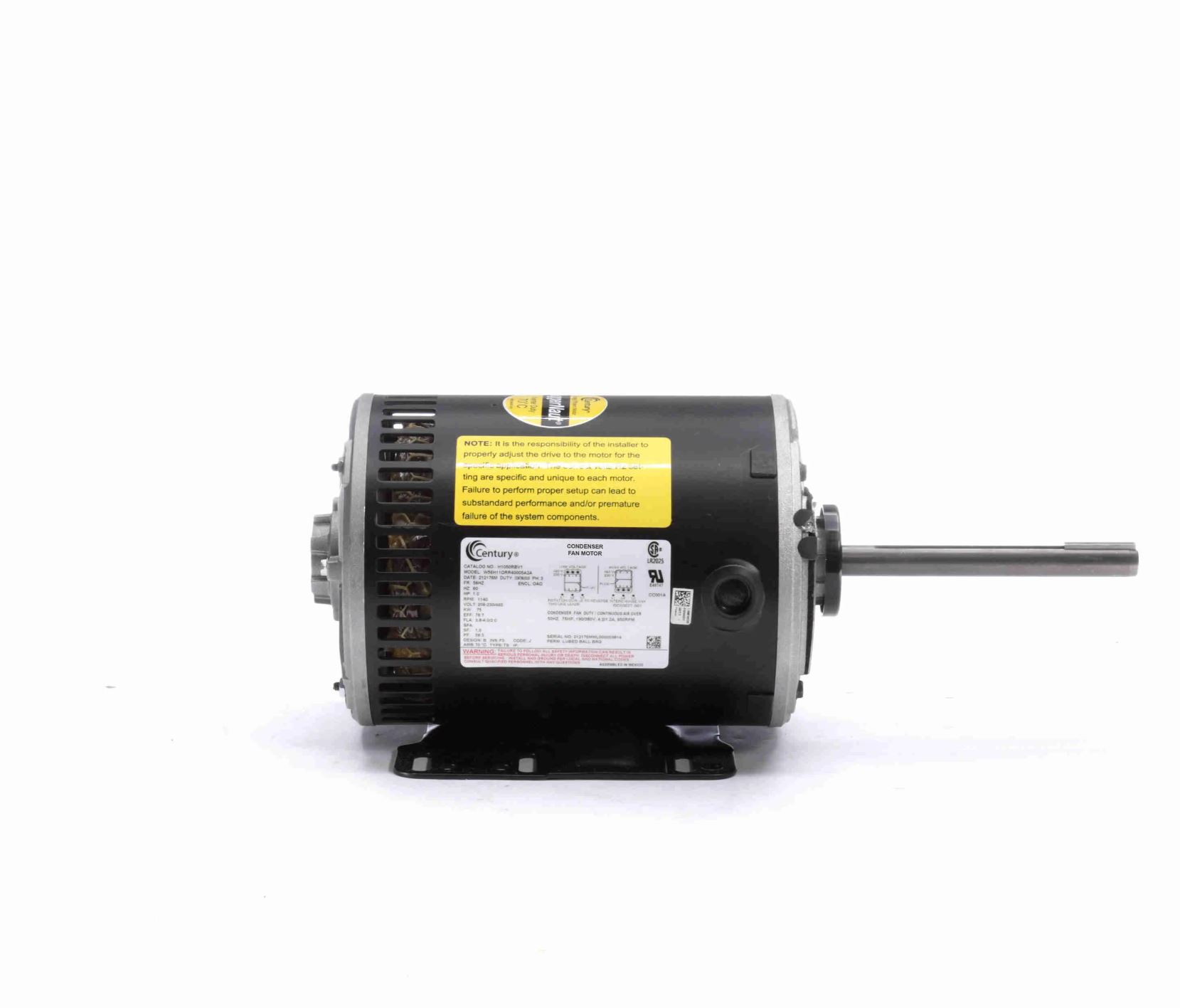 Century H1050RBV1 1 HP 1140 RPM 460/208-230 Volts Condenser Fan Motor