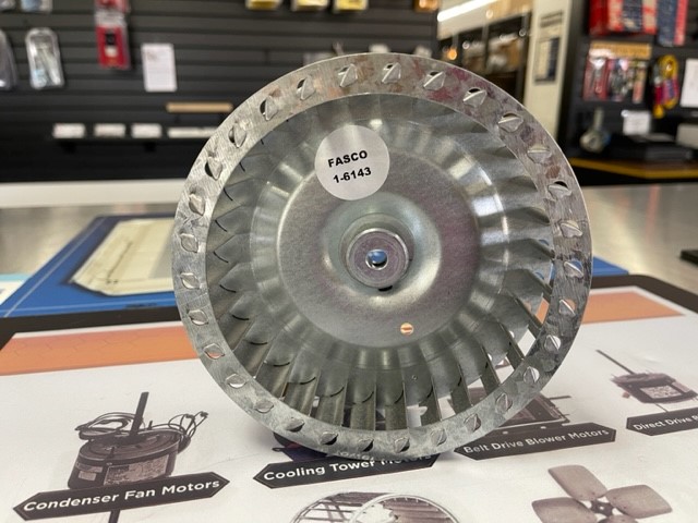 Fasco 1-6143 Single Inlet Blower Wheel, 5-3/4" dia x 1-1/2" W, 3600 rpm, Counter-Clockwise Fasco 1-6143 Single Inlet Blower Wheel, 5-3/4" dia x 1-1/2" W, 3600 rpm, Counter-Clockwise