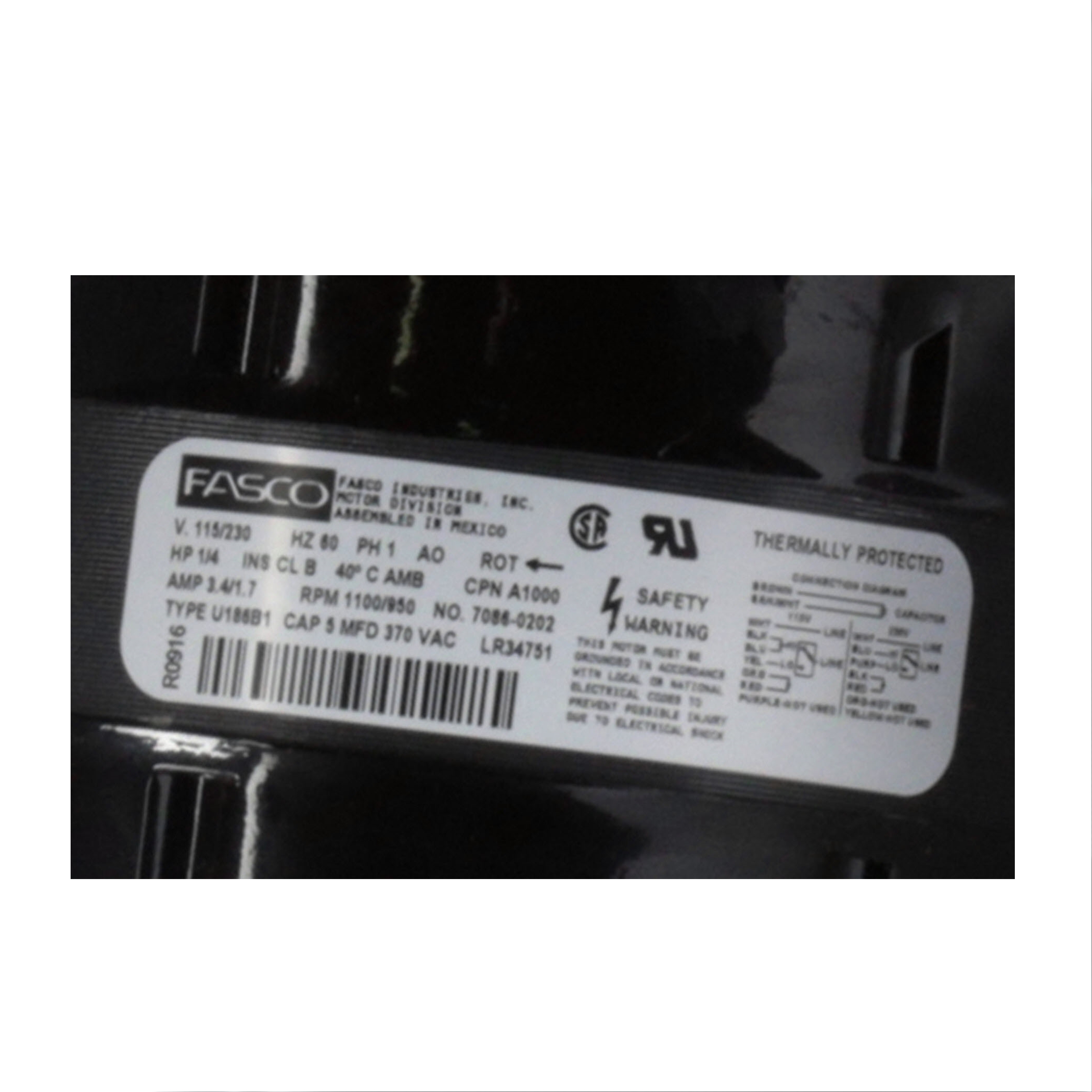 Fasco A1000 1000 CFM 1100 RPM 115 Volts Centrifugal Blower