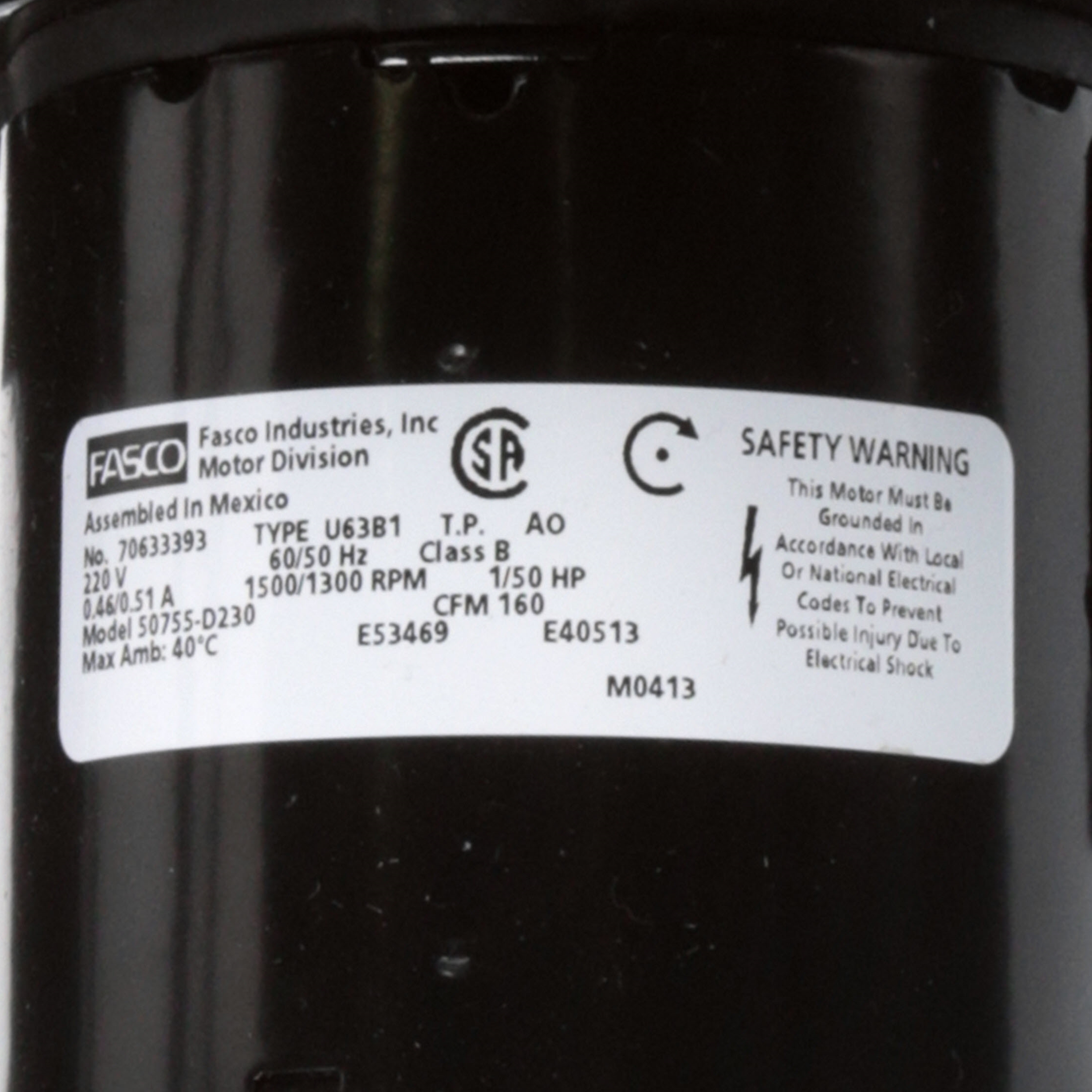 Fasco 50755-D230 160 CFM 1500 RPM 220 Volts Centrifugal Blower