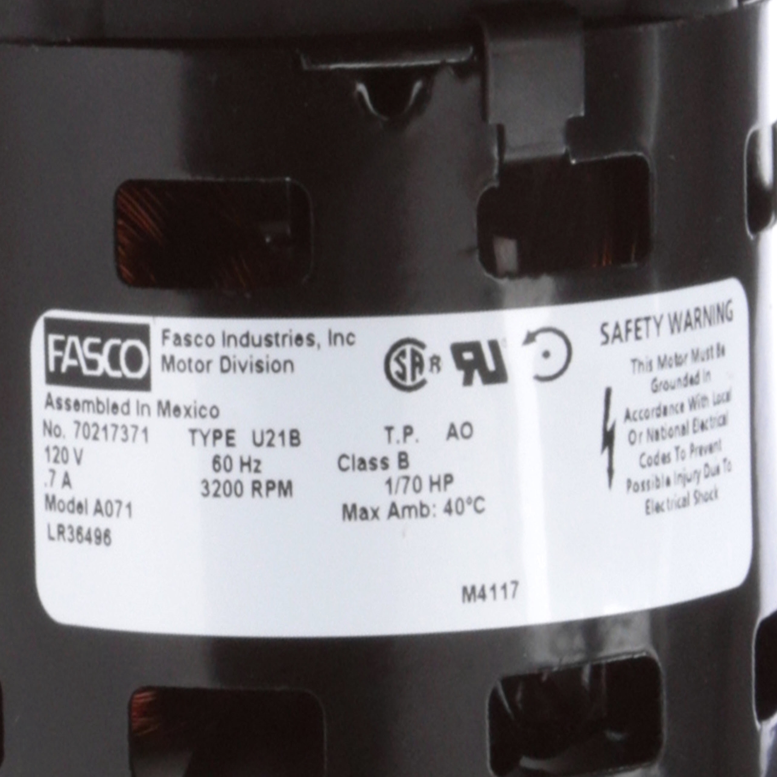 Fasco A071 71 CFM 3200 RPM 120 Volts Centrifugal Blower