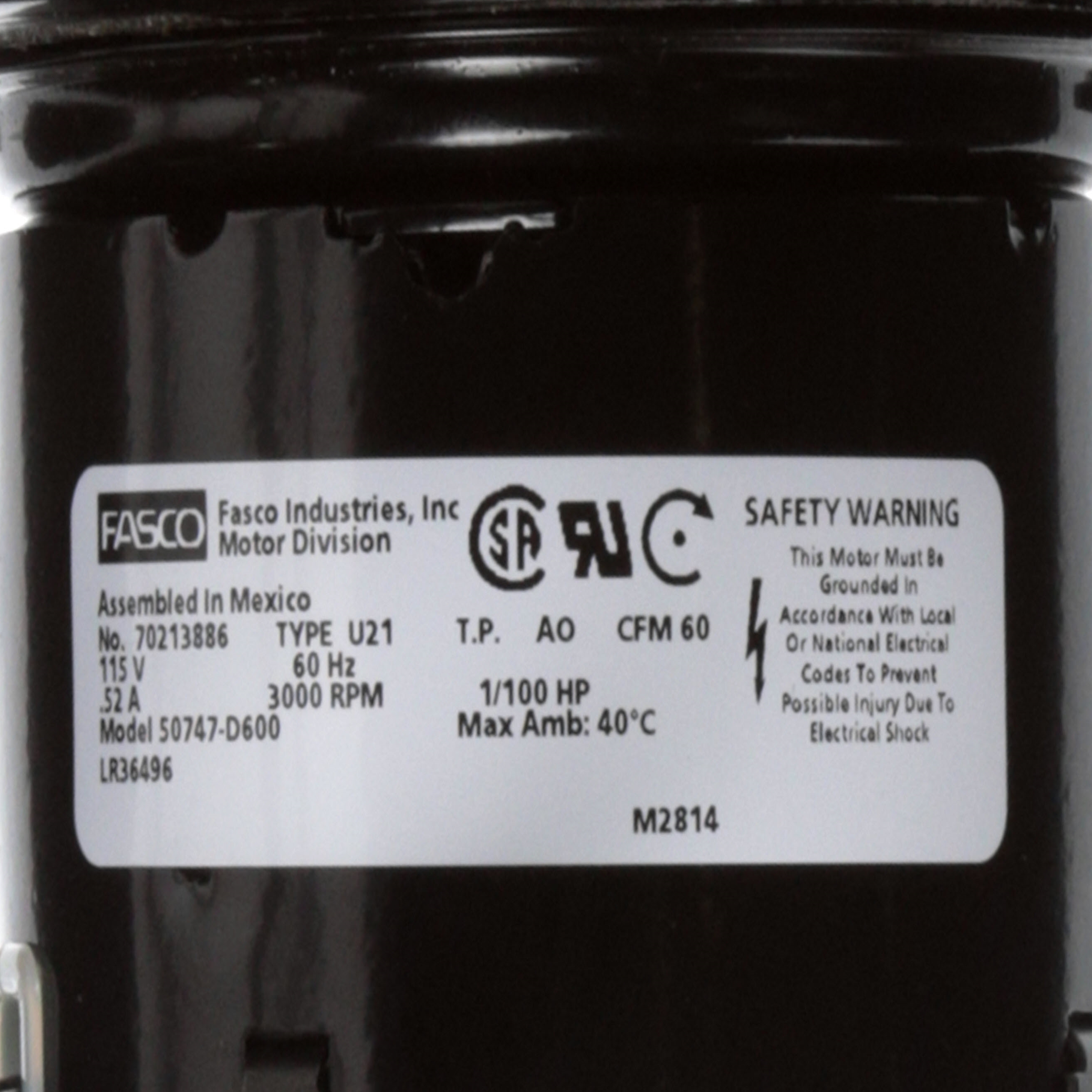 Fasco 50747-D600 2950 RPM 115 Volts OEM Replacement Centrifugal Blower