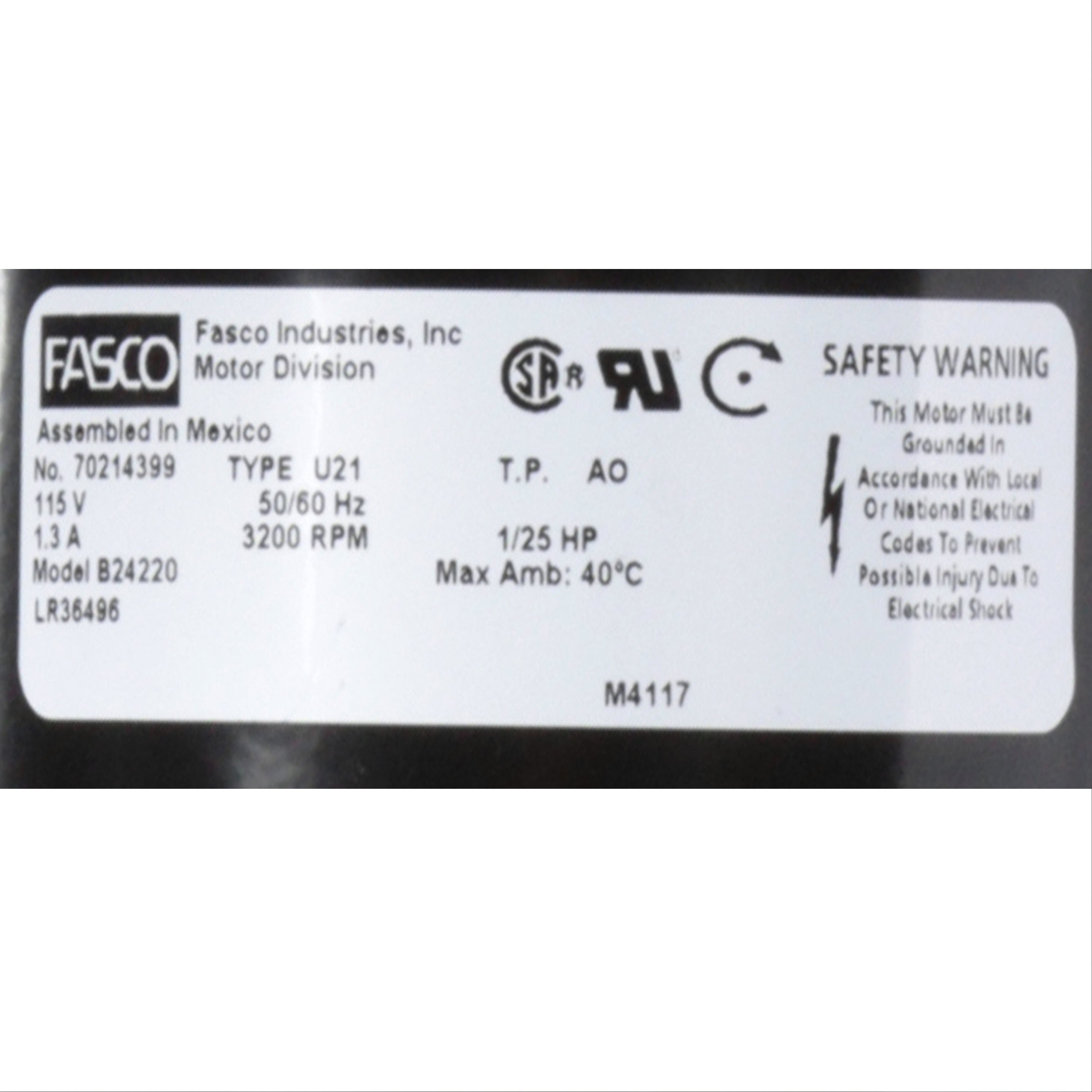 Fasco B24220 135 CFM 3200 RPM 115 Volts Centrifugal Blower