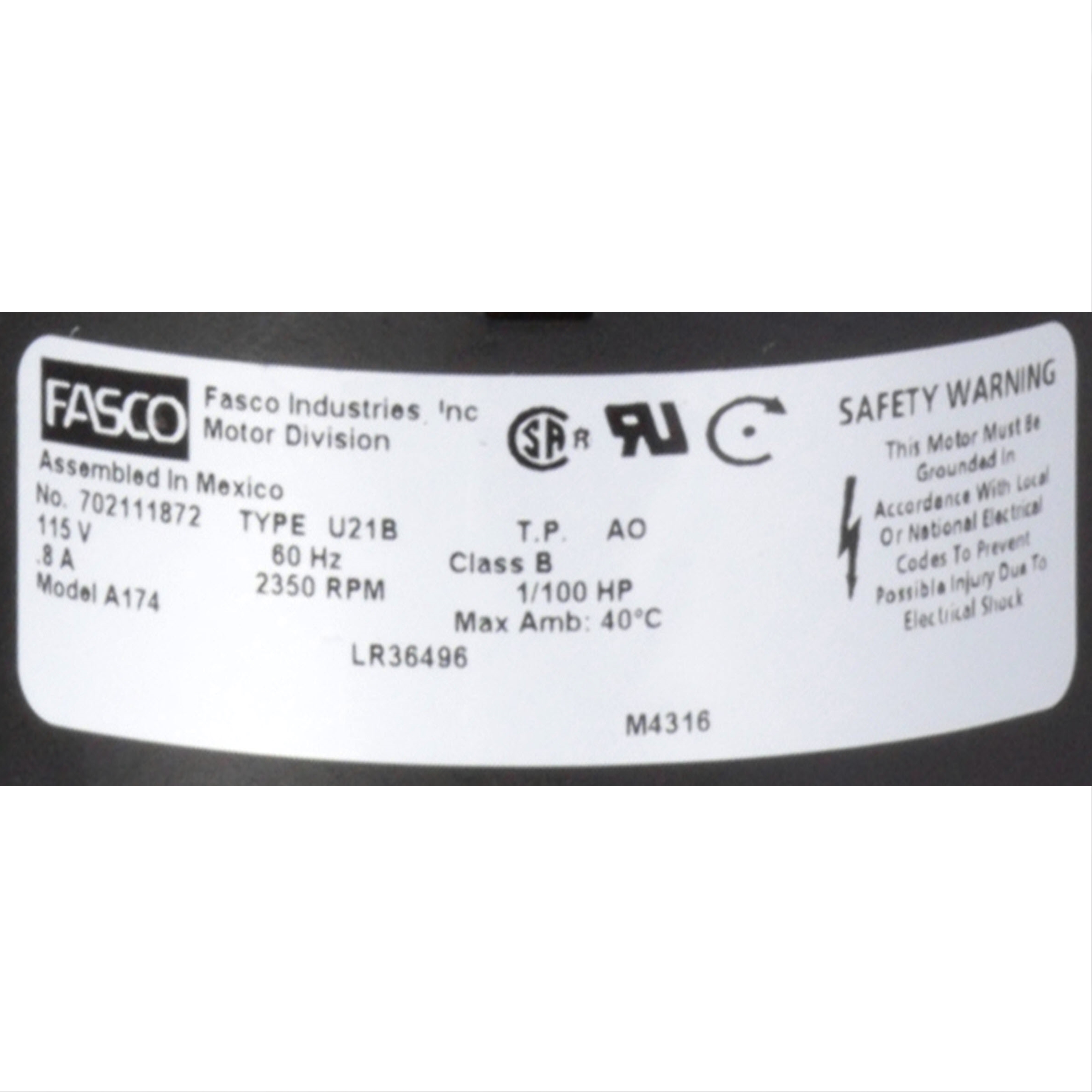 Fasco A174 2350 RPM 115 Volts OEM Replacement Draft Inducer Blower