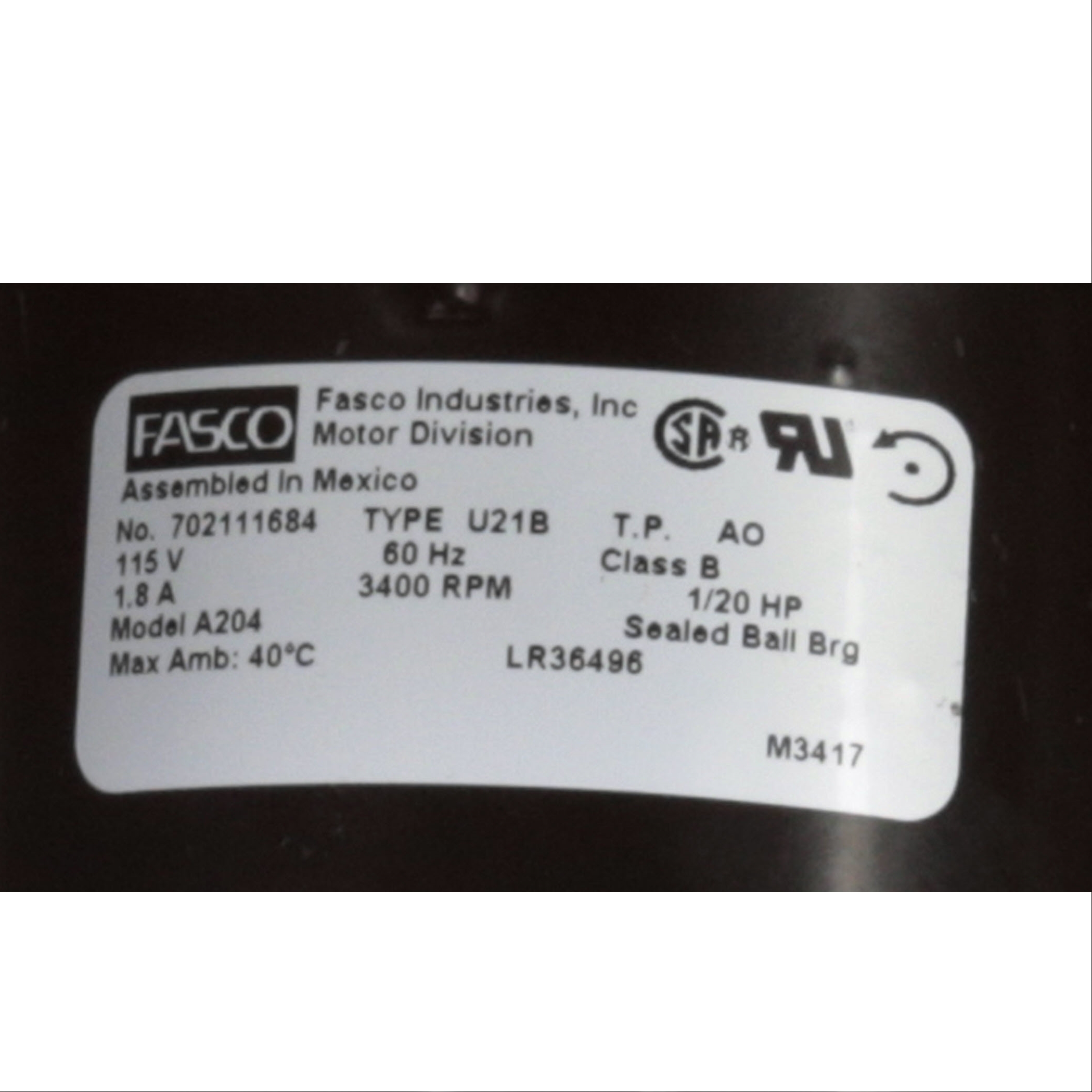 Fasco A204 3400 RPM 115 Volts OEM Replacement Draft Inducer Blower Fasco A204 3400 RPM 115 Volts OEM Replacement Draft Inducer Blower