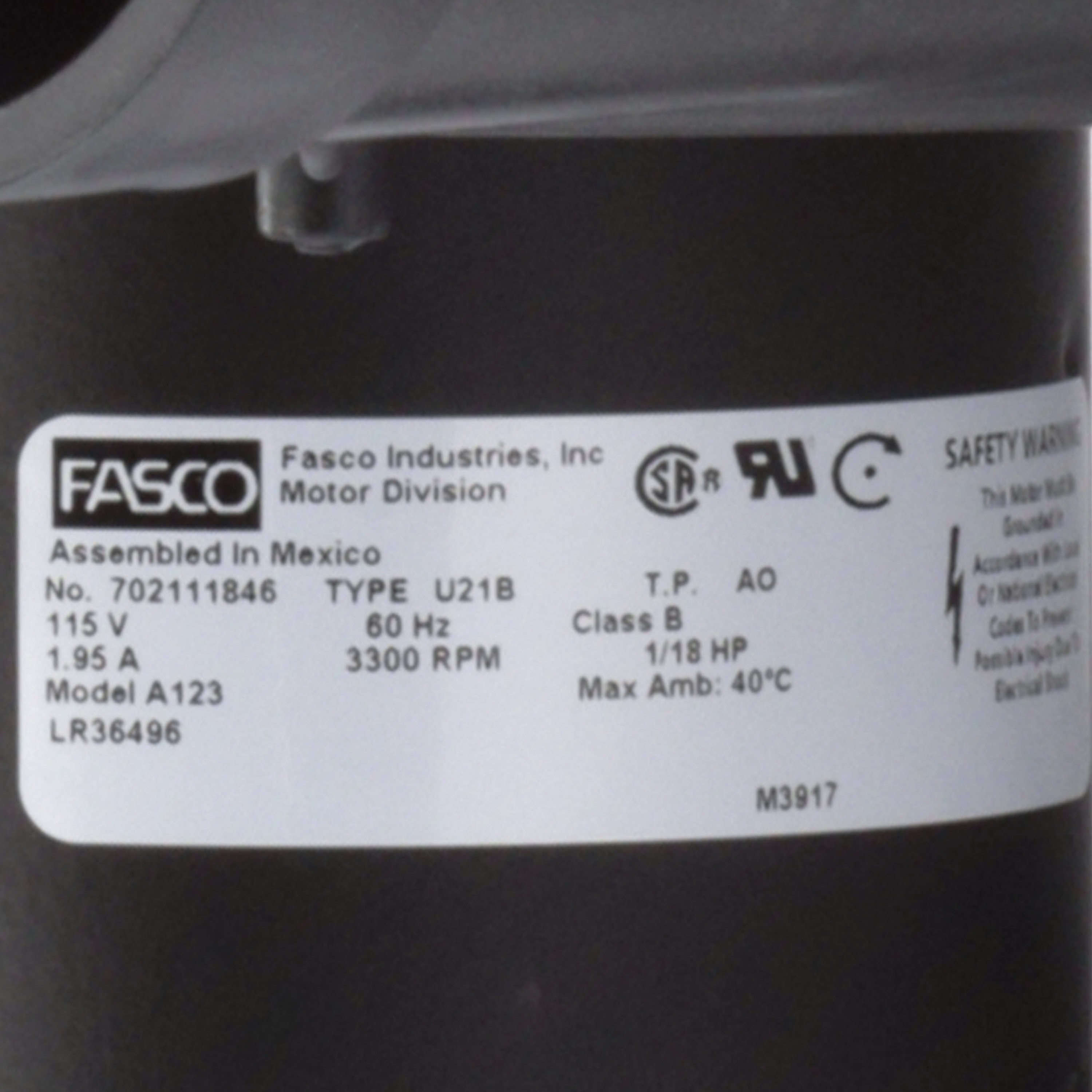 Fasco A123 3300 RPM 115 Volts OEM Replacement Draft Inducer Blower