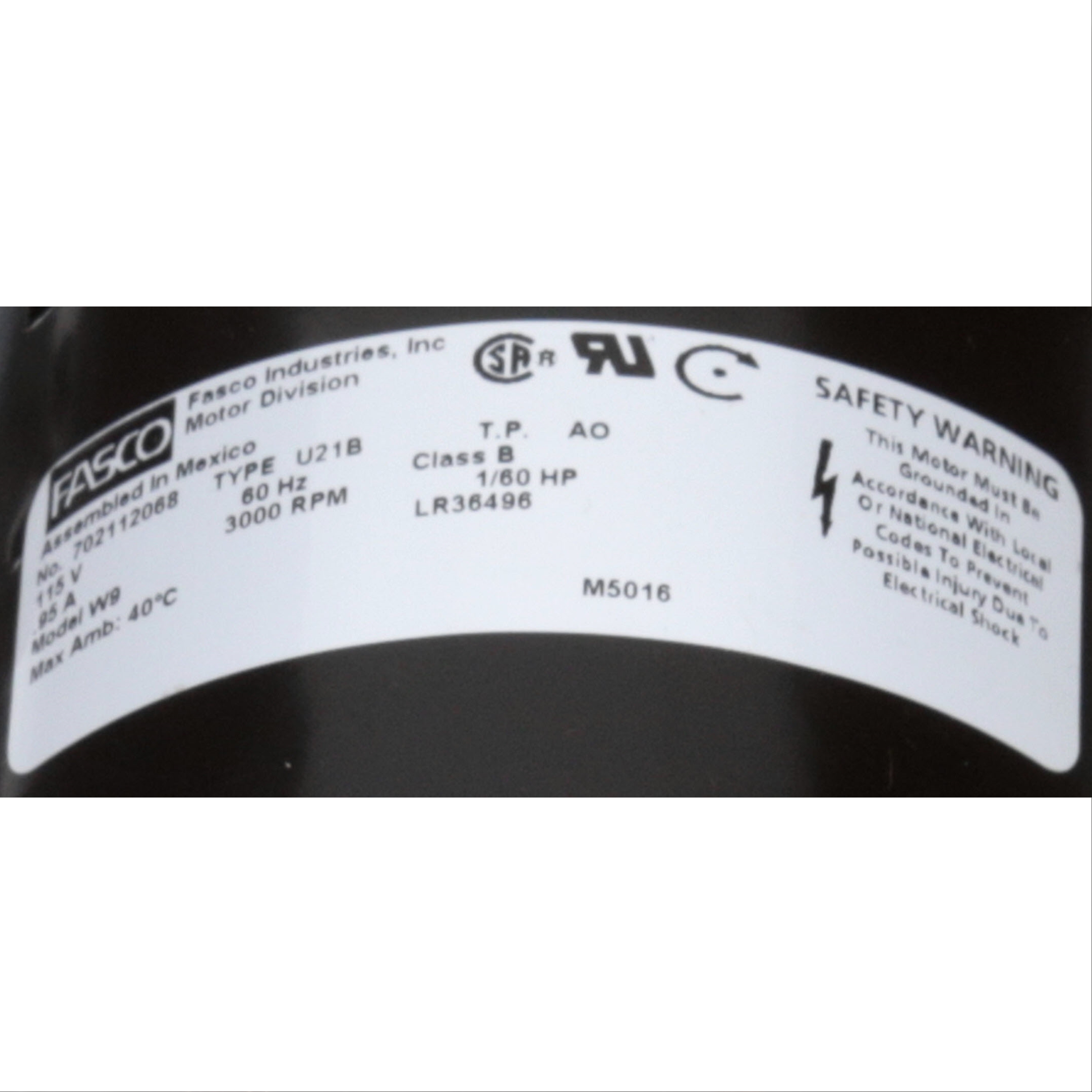 Fasco W9 3000 RPM 115 Volts OEM Replacement Draft Inducer Blower