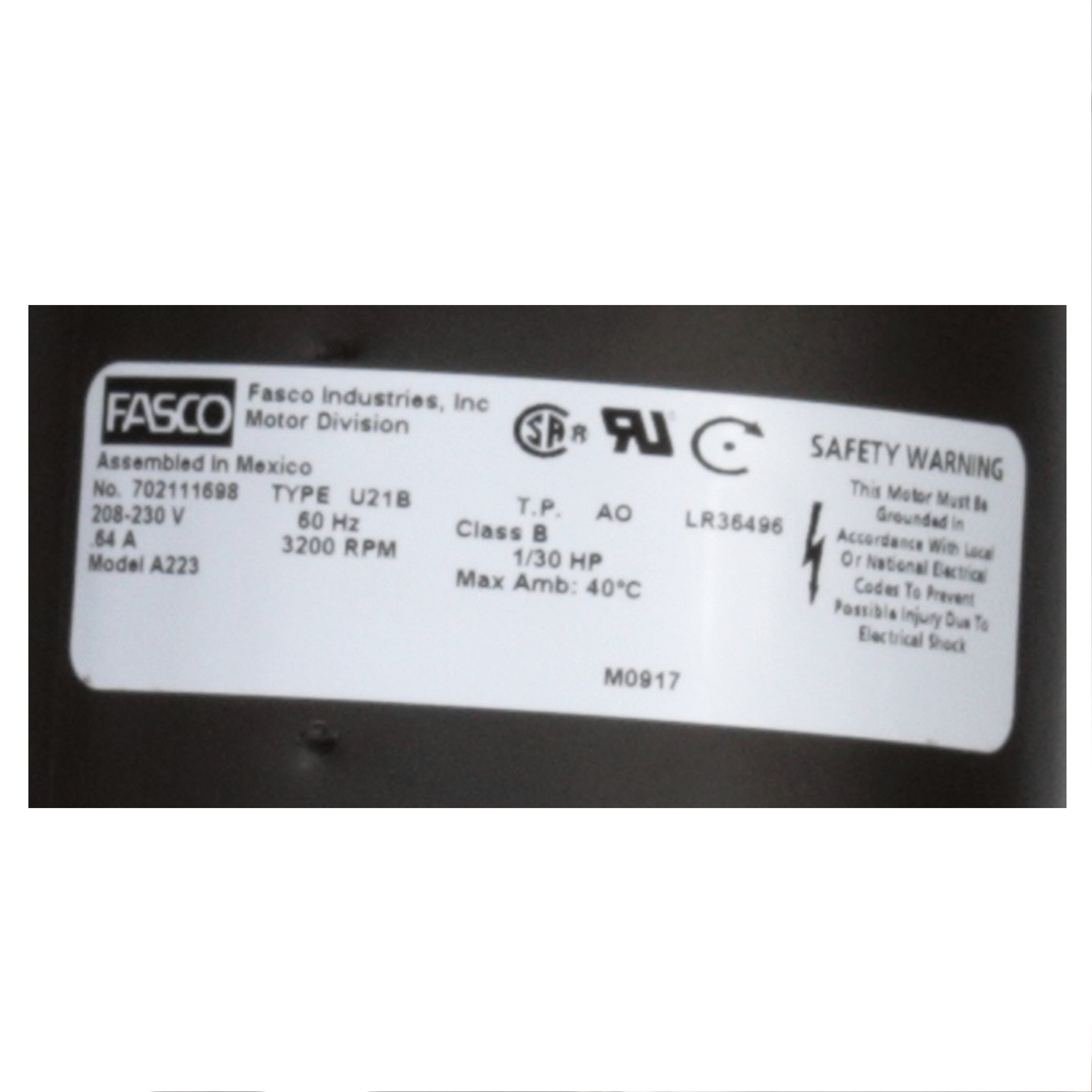 Fasco A223 3200 RPM 208-230 Volts OEM Replacement Draft Inducer Blower