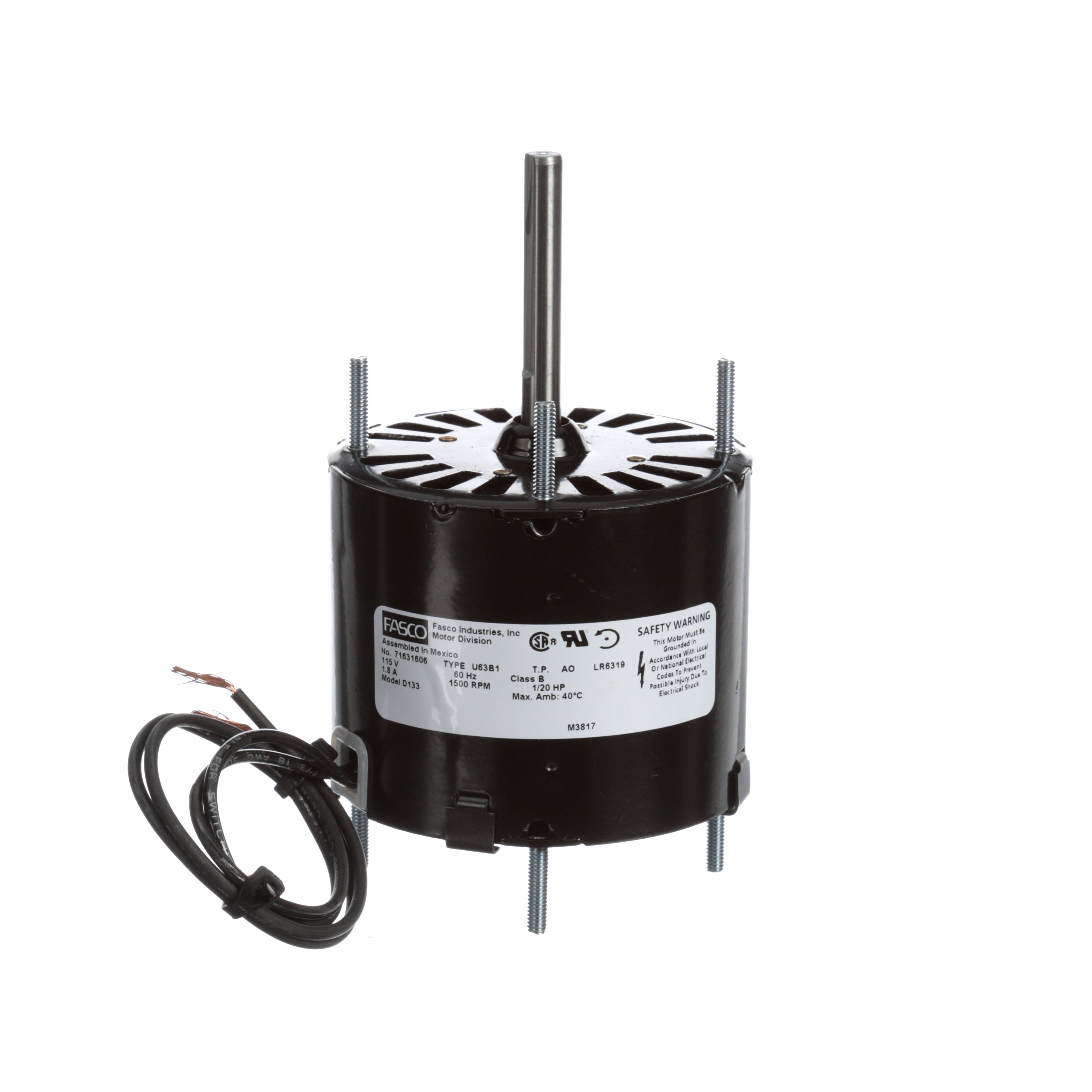 Fasco D133 1/20 HP 1500 RPM 115 Volts General Purpose Fan Motor Fasco D133 1/20 HP 1500 RPM 115 Volts General Purpose Fan Motor