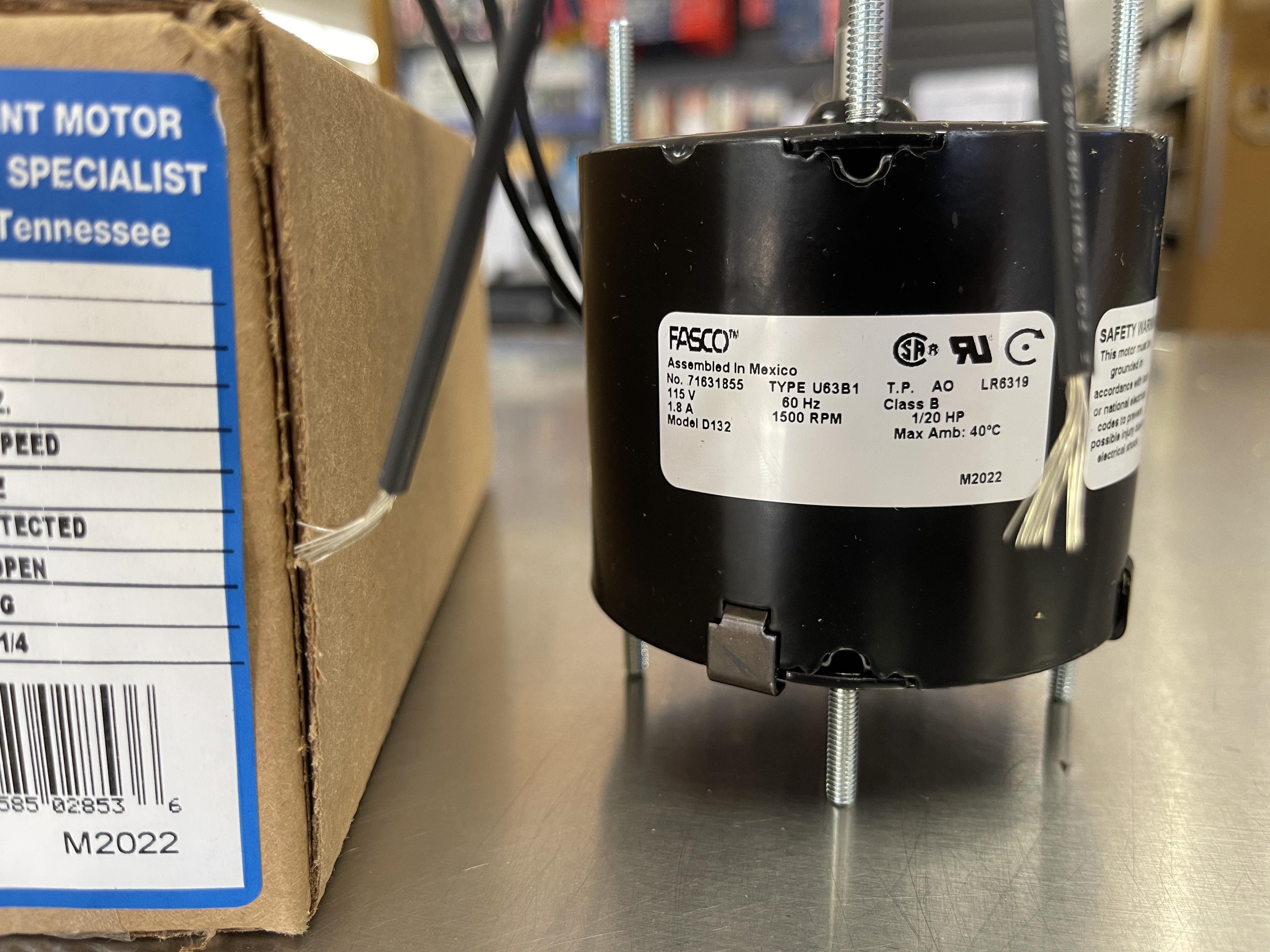 Fasco D132 1/20 HP 1500 RPM 115 Volts General Purpose Fan Motor