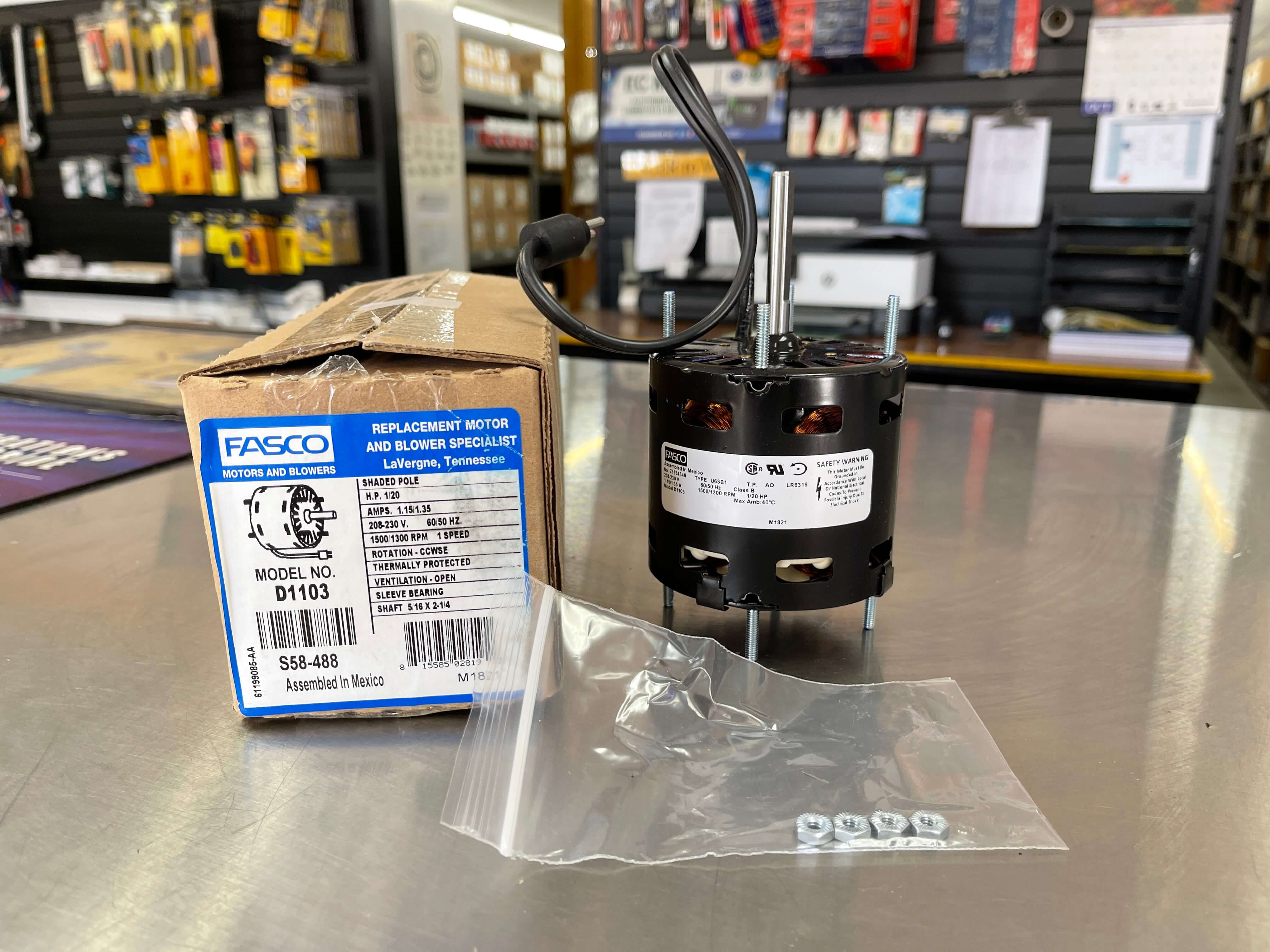 Fasco D1103 1/20 HP 1500 RPM 208-230 Volts Refrigeration Fan Motor