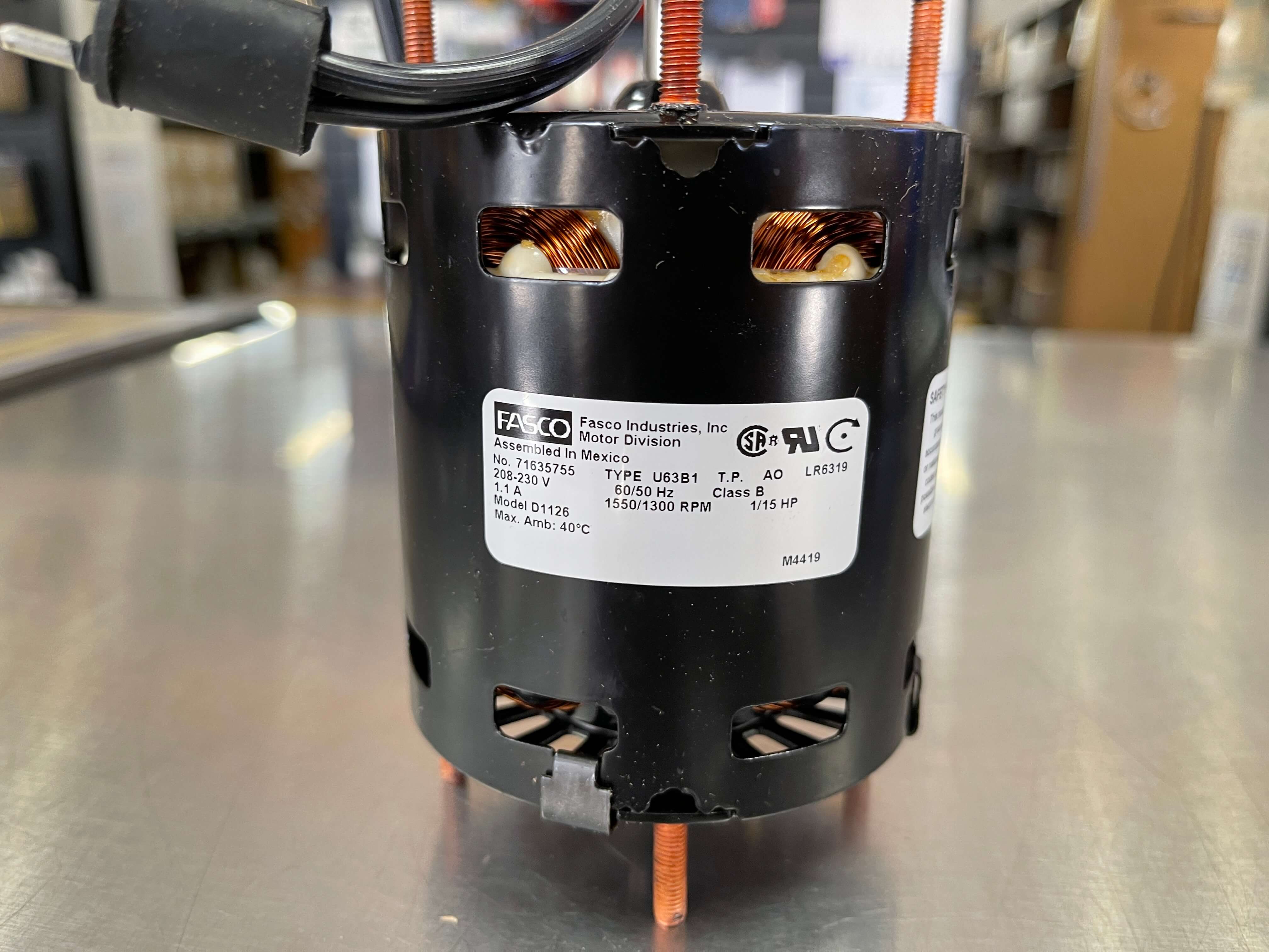 Fasco D1126 1/15 HP 1550 RPM 208-230 Volts Refrigeration Fan Motor