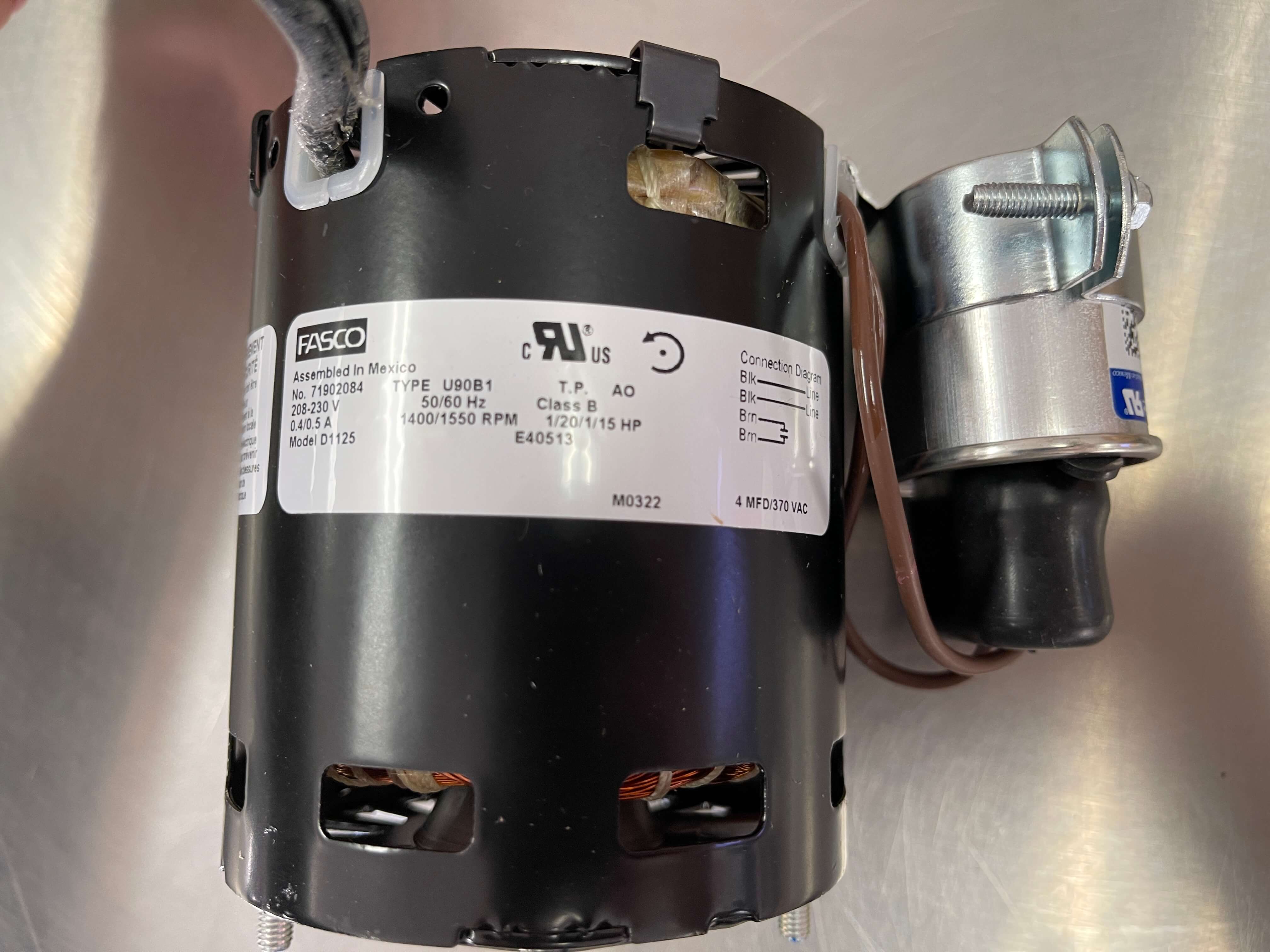 Fasco D1125 1/12 HP 1550 RPM 208-230 Volts Refrigeration Fan Motor