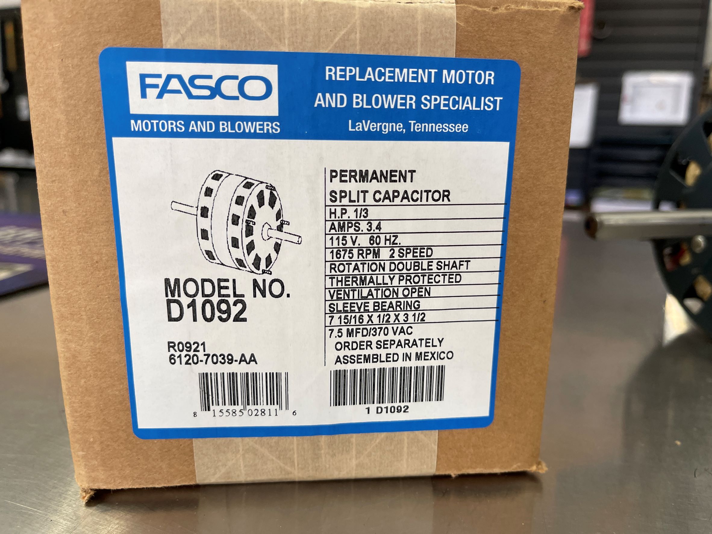 Fasco D1092 1/3 HP 1675/1080 RPM 115 Volts OEM Direct Replacements for RVs