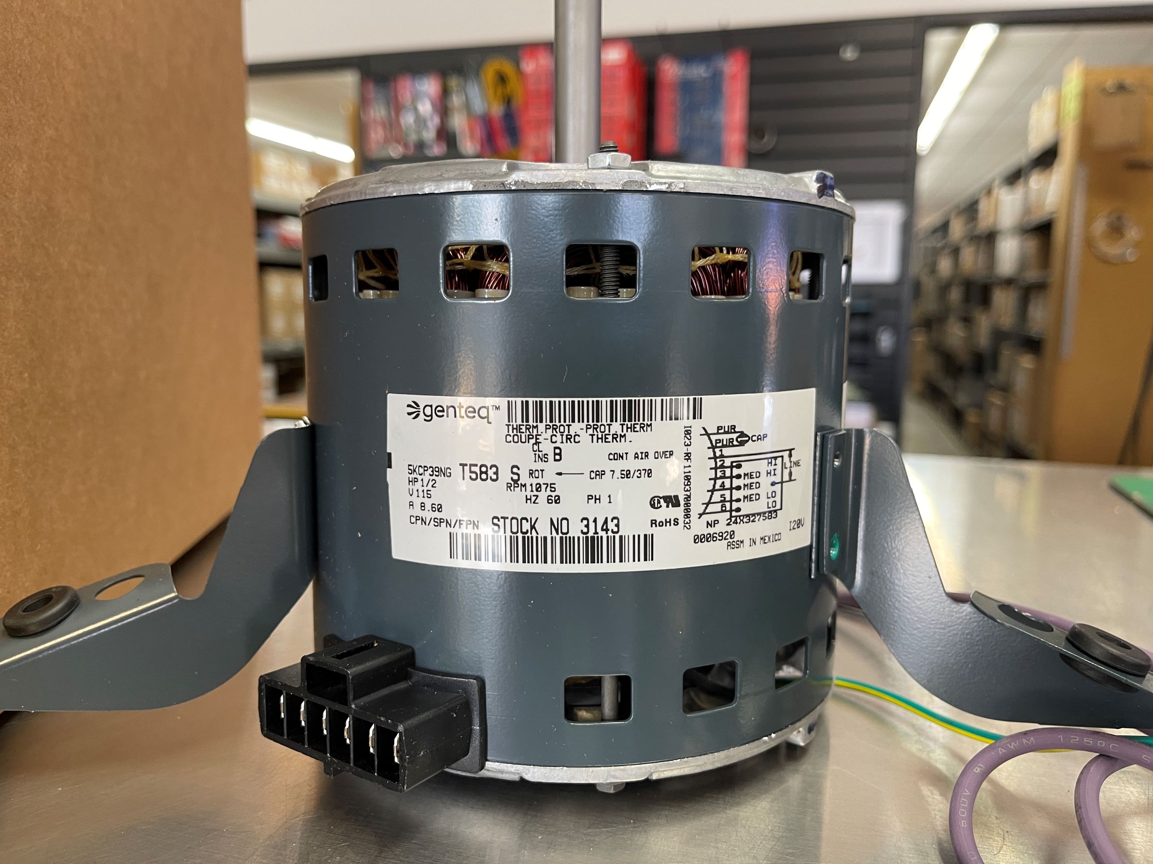 Genteq 3143 1/2 HP 1075 RPM 115 Volts Lennox Replacement Motor