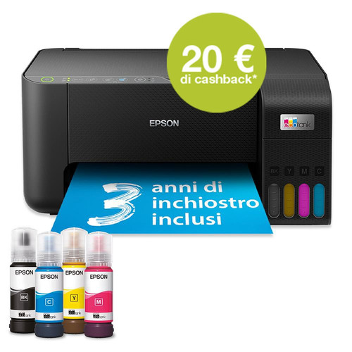 EPSON - EcoTank ET-2860 Stampante Multifunzione 3-in-1 A4, Serbatoi Ricaricabili Alta Capacità, include 4 flaconi di inchiostro - 2240000350 EPSON - EcoTank ET-2860 Stampante Multifunzione 3-in-1 A4, Serbatoi Ricaricabili Alta Capacità, include 4 flaconi di inchiostro - 2240000350