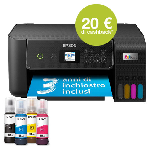EPSON - EcoTank ET-2870 Stampante Inkjet Multifunzione A4, serbatoi ricaricabili, 3 anni inchiostro inclusi, 20€ cashback* - 2240000351 EPSON - EcoTank ET-2870 Stampante Inkjet Multifunzione A4, serbatoi ricaricabili, 3 anni inchiostro inclusi, 20€ cashback* - 2240000351