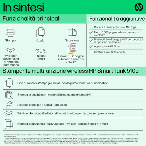 HP - HP Smart Tank 5105 1F3Y3A, Stampante Multifunzione - 2230019391