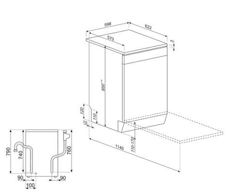 SMEG - Lavastoviglie Libera installazione Larghezza 60 cm, Estetica Universale, LVS262EB - 2230017221