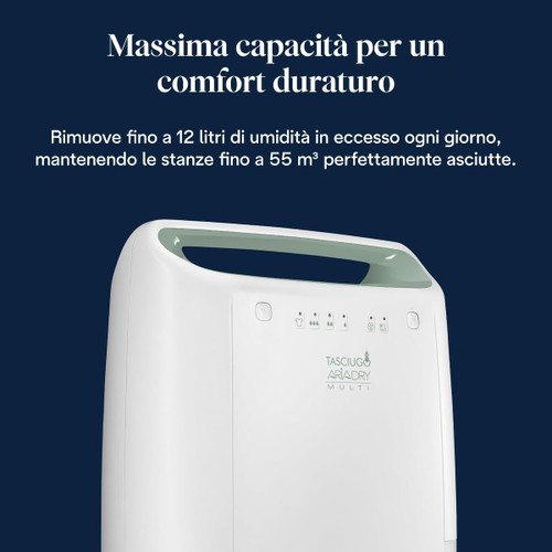 DE'LONGHI - DE LONGHI Tasciugo AriaDry - Deumidificatore, Capacità deumidificazione 12l/24h, Serbatoio 2,1L, Bianco (DEX212SF) - 2230017067