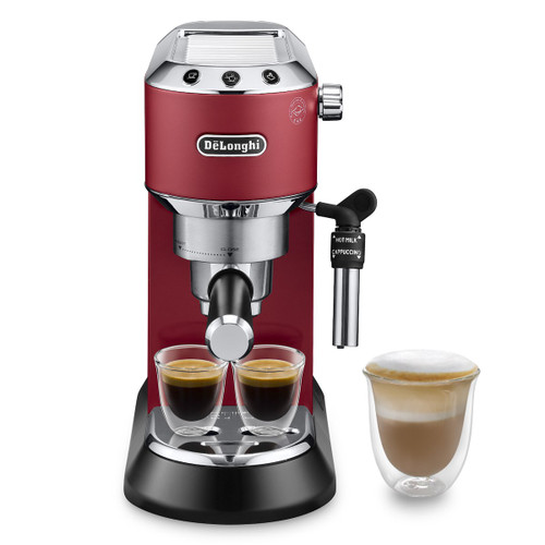DE'LONGHI - DE'LONGHI Dedica - Macchina da Caffè Manuale Espresso e Cappuccino, Polvere e Cialde ESE, 1.1L, Rosso (EC685.R) - 2170004425