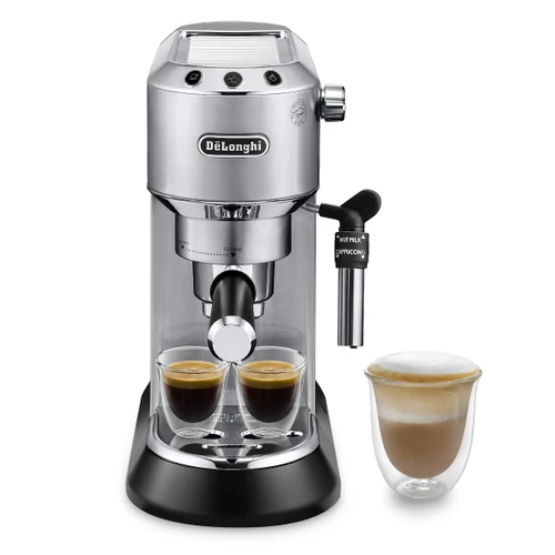 DE'LONGHI - DE'LONGHI Dedica - Macchina da Caffè Manuale Espresso e Cappuccino, Polvere e Cialde ESE,1.1L, Argento (EC685.M) - 2170004426