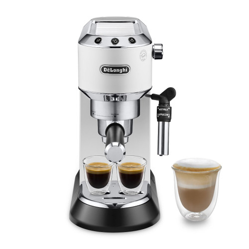 DE'LONGHI - DE'LONGHI Dedica - Macchina da Caffè Manuale Espresso e Cappuccino, Polvere e Cialde ESE., 1.1L, Bianco (EC685.W) - 2170004424