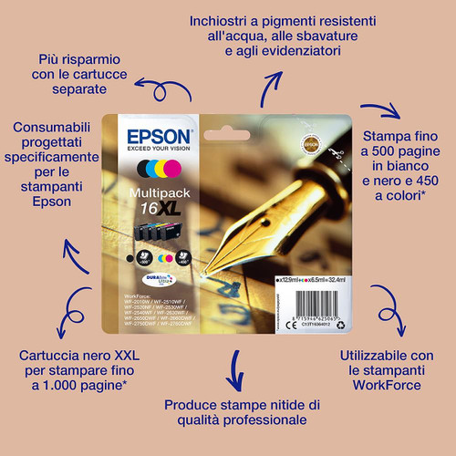 EPSON - 16 PENNA E CRUCIVERBA MULTIPACK 4COLORI T1626 - 2160013432