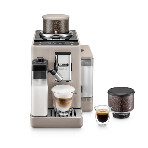 DE'LONGHI - DE'LONGHI Rivelia - Macchina Automatica per Caffè in Chicchi, 16 bevande one-touch, Display touch, Beige (EXAM440.55.BG) - 2230013242