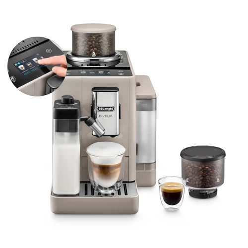 DE'LONGHI - De'Longhi Rivelia - Macchina Automatica per Caffè in Chicchi, 18+ bevande one-touch, Display touch Beige (EXAM440.55.BG) - 2230013242