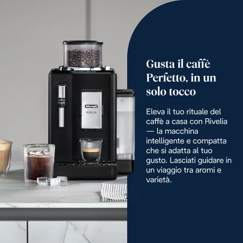 DE'LONGHI - De'Longhi Rivelia - Macchina Automatica per Caffè in Chicchi, 10+ Bevande one touch, Display touch, colore Onyx Black (EXAM440.35.B) - 2230013237