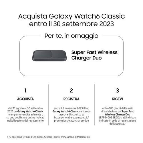 SAMSUNG - GALAXY WATCH6 CLASSIC 43MM BT, 2+16GB BLACK - 2230013231