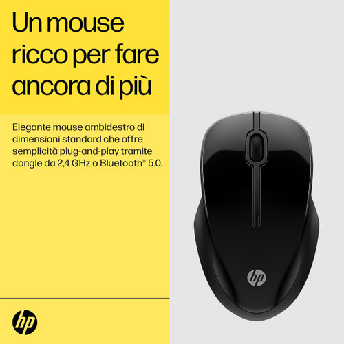 HP - 250 Dual mouse, connettività wireless a 2,4 GHz e Bluetooth 5.0, sensore ottico da 1600 dpi, sensori multisuperficie - 2230009227