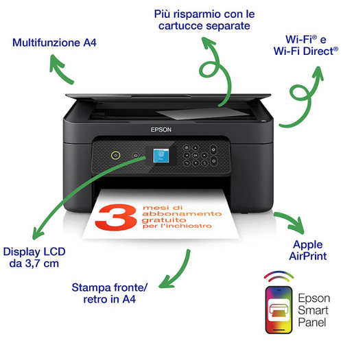 EPSON - Epson Expression Home XP-3200 - Stampante multifunzione inkjet - Wireless, display LCD, USB, stampa da mobile - 2220010442