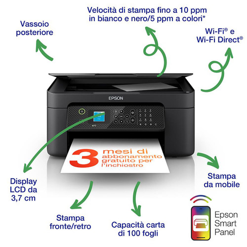 EPSON - Epson WorkForce WF-2910DWF - Stampante multifunzione inkjet  - Wireless, Display LCD, USB, stampa da mobile - 2220010445