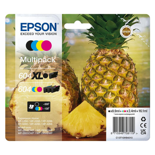EPSON - EPSON SERIE 604XLBK/604CMY ANANAS MULTIPACK 4 COLORI STD/XL T10H CARTUCCIA DI INCHIOSTRO ORIGINALE - 2220008757