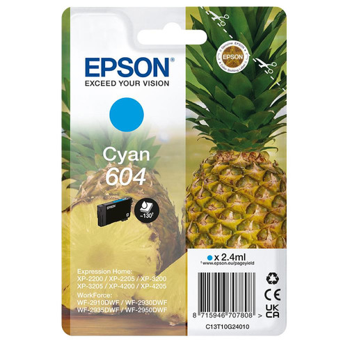 EPSON - EPSON SERIE 604 ANANAS CIANO STD T10G CARTUCCIA DI INCHIOSTRO ORIGINALE - 2220008753 EPSON - EPSON SERIE 604 ANANAS CIANO STD T10G CARTUCCIA DI INCHIOSTRO ORIGINALE - 2220008753