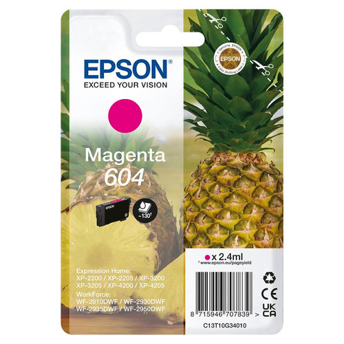 EPSON - EPSON SERIE 604 ANANAS MAGENTA STD T10G CARTUCCIA DI INCHIOSTRO ORIGINALE - 2220008754 EPSON - EPSON SERIE 604 ANANAS MAGENTA STD T10G CARTUCCIA DI INCHIOSTRO ORIGINALE - 2220008754
