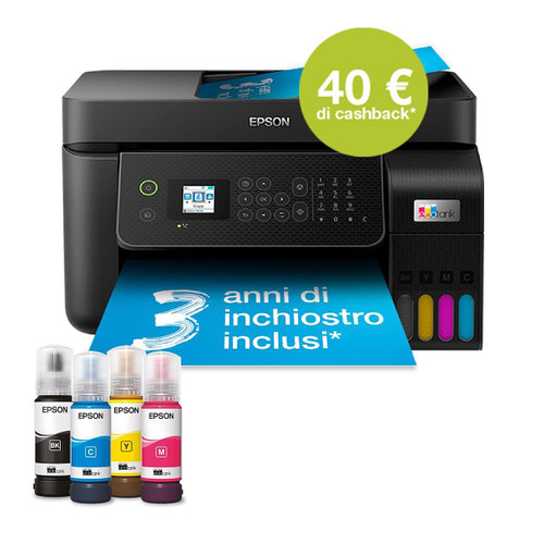 EPSON - EcoTank ET-4800 Stampante Inkjet Multifunzione A4, serbatoi ricaricabili, 3 anni inchiostro inclusi, 40€ cashback* - 2220006305 EPSON - EcoTank ET-4800 Stampante Inkjet Multifunzione A4, serbatoi ricaricabili, 3 anni inchiostro inclusi, 40€ cashback* - 2220006305