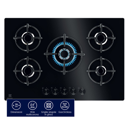 ELECTROLUX - PIANO GAS COMANDI FRONTALI 75 CM EGG75372K - 2220003786 ELECTROLUX 0 | Trony.it