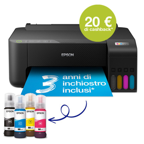 EPSON - EcoTank ET-1810 Stampante inkjet A4, serbatoi ricaricabili, fino a 3 anni inchiostro inclusi, 20€ cashback* - 2220004277